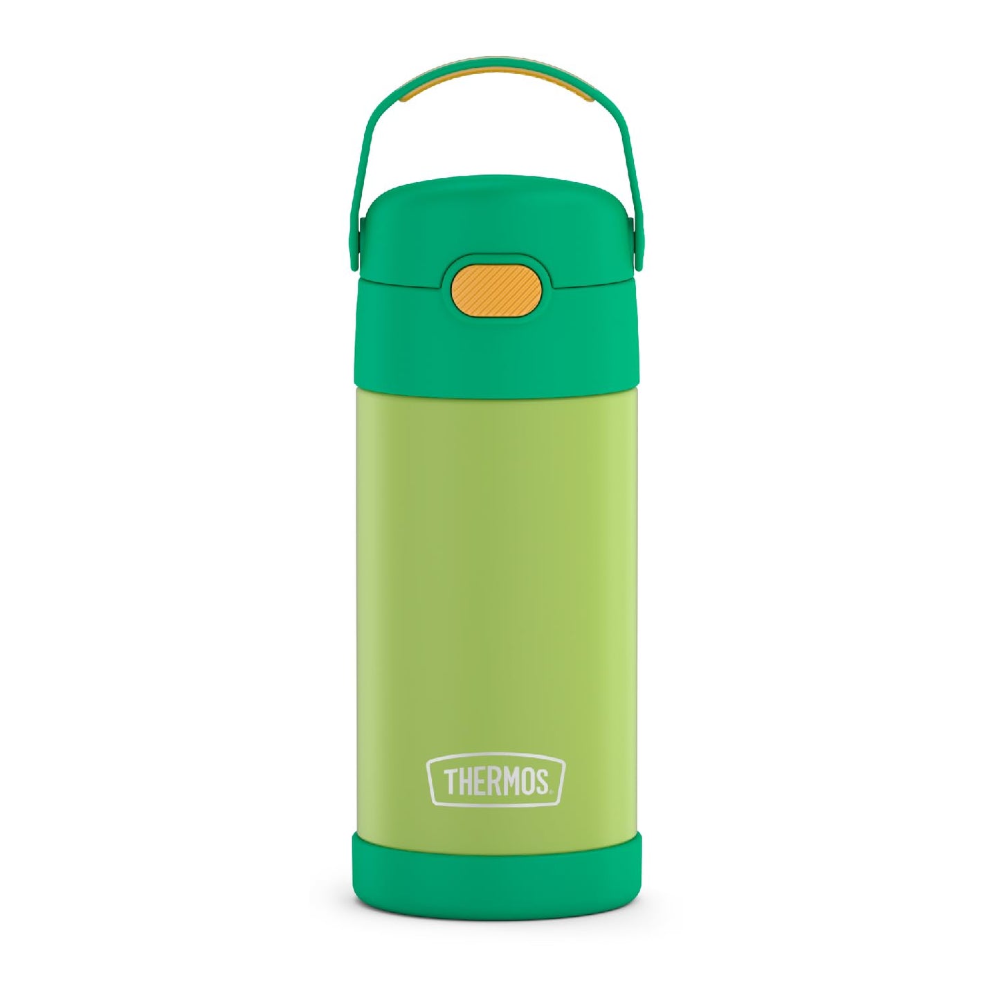 THERMOS FUNTAINER Water Bottle with Straw - 12 Ounce, Lime/Orange - Kids Stainless Steel Vacuum Insulated Water Bottle with Lid