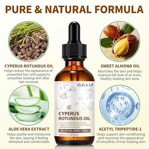 Rulviou 2 Pack Cyperus Rotundus Oil for Hair Removal & Skin Nourishment, 4 fl oz Bottles