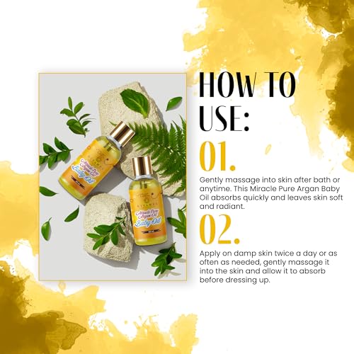 KIYAMEL Miracle Pure Argan Baby Oil Natural Moisturizing Oil with Vitamin E & Omega 6 Fatty Acids, Deep Hydration for Soft Skin, Hair, Face & Nails Nourishing Daily Care for a Healthy and Radiant Glow