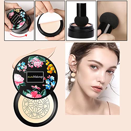 2 Pack Mushroom Head Air Cushion CC Cream BB Cream, Concealer Lasting Nude Makeup Moisturizing Brightening Pigment CC Liquid Foundation Ivory