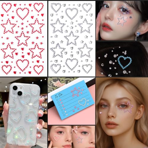 762 Pcs Multi-Color Self-Adhesive Face and Body Gem Stickers - Stars, Hearts, Butterflies,Queue Makeup, Dance Parties, Music Festivals and Craft Decorations. (Butterfly Gem, Count, 4)