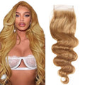 #27 Blonde Lace Closure 4x4 HD Transparent Body Wave Human Hair