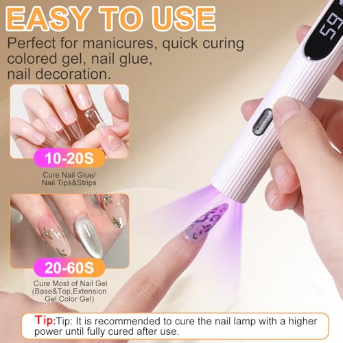 UV LED Nail Lamp Cordless Gel Curing Light with LCD Timer