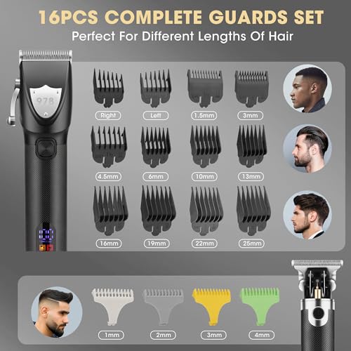 Lanumi Professional Hair Clippers Electric Razor Shavers Men 3 Piece Set Rechargeable Clippers and Trimmers Beard Trimmer Barber Kit with Travel Case Clippers for Hair Cutting Gifts for him