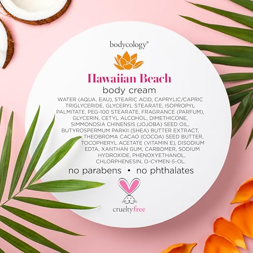 Bodycology Shea Butter Body Cream, Hawaiian Beach, 8 oz (Pack of 2)