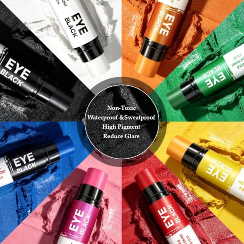 Eye Black Sticks for Sports - 16 Pack Waterproof Face Paint