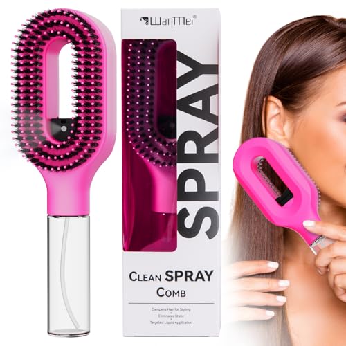 2-in-1 Hair Brush with Water Spray Detangler for Curly Hair