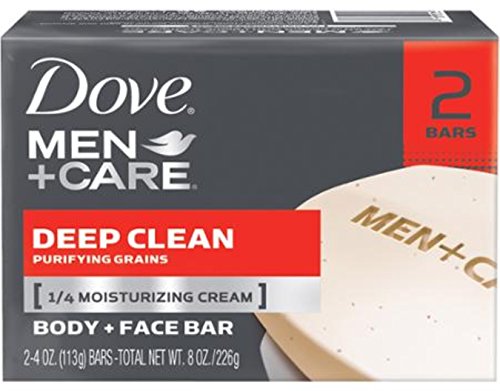 Dove Men+Care Body & Face Bar, Deep Clean 4.25 oz Bars, 2 ea (2 Pack)