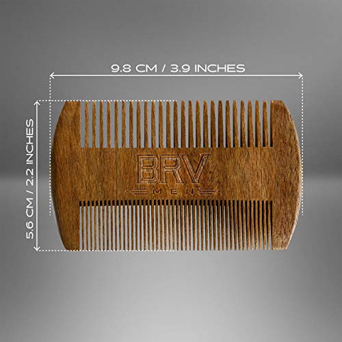 BRV MEN Beard & Mustache Comb, 100% Natural Green Sandalwood, Pocket Beard Comb with Carry Case, Wooden Beard Comb for Men For All Types and Styles of Hair & Beard