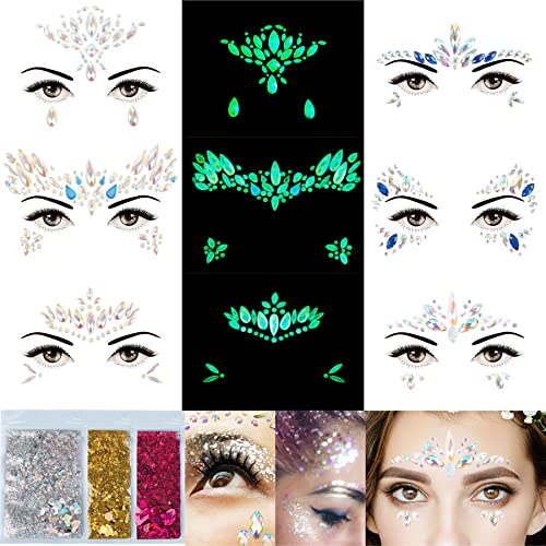 Face Jewels Gems Stickers Self-adhesive Rhinestone Kit