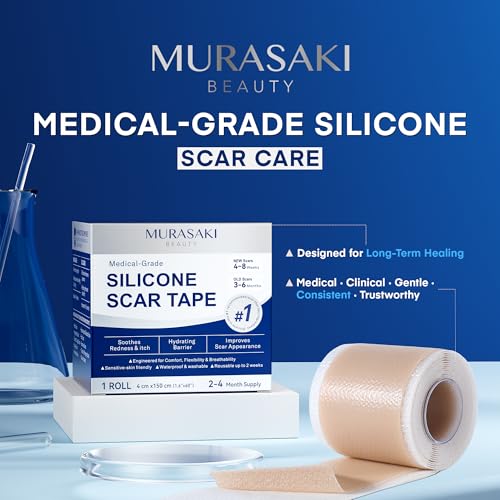 Silicone Scar Sheets for Surgical Scars, 1.6¡È x 60¡È Roll, Medical Grade Silicone Scar Tape for C-Section, Keloid & Hypertrophic Scars, Reusable Scar Strip, 1 Pack