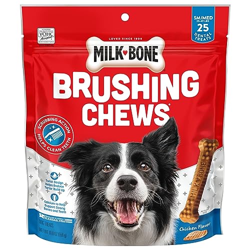 Milk-Bone Original Brushing Chews, 6 Large Daily Dental Dog Treats (Pack of 5) Scrubbing Action Helps Clean Teeth