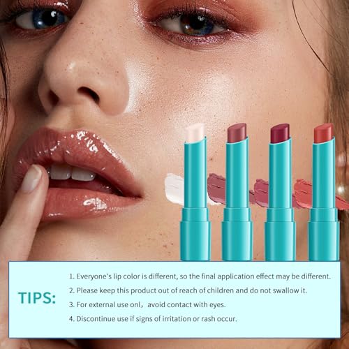4pcs Hydrating Lip Tint Oil Balm Set - Long Lasting Waterproof