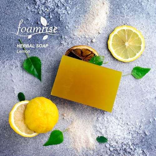 foamrise Blackheads, Acne, Freckles, Calluses, Lemon Soap Bars with Vitamin C, Handmade Soap With Premium Quality, Oily Skin Types, Rich Glycerin Content, Natural, Gift for Special Days, Pack of 1