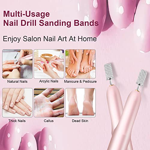 100 Pcs Fine Grit Nail Sanding Bands with Mandrel Bit for Nail Drill