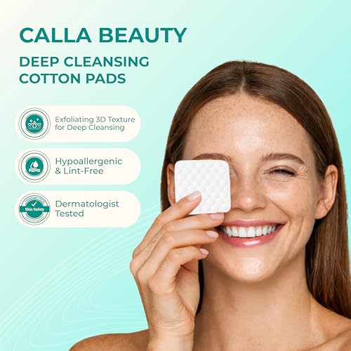Deep Clean Cotton Pads for Face, Textured Woven Cotton Rounds, Thick & Tear-Resistant, Low Lint Makeup Remover Pads for Toner & Cleansing (Combo 2-1,000 Counts)