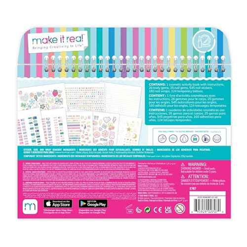 Make It Real: Bejeweled Cosmetic Activity Book - Dazzling Body Decoration & Nail Glam Art, Gems-Stickers-Wraps-Temporary Tattoos, Tweens-Girls-Kids 8+