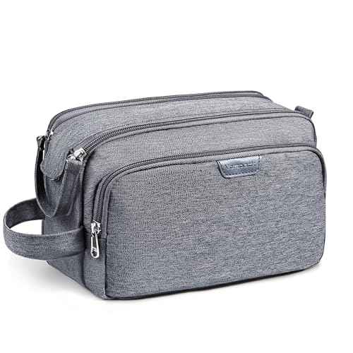 Vorspack Travel Toiletry Bag - Water Resistant Travel Bag for Toiletries, Cosmetics, Accessories, Gifts for Men - Grey