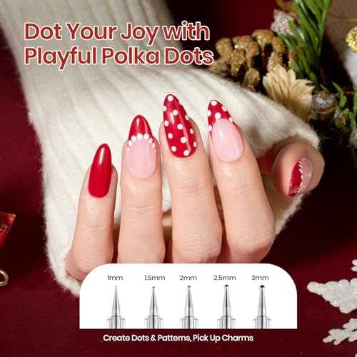 Beetles Christmas Nail Art Brushes 8pcs ? Crystal Christmas Nail Art Tools 5pcs Double-ended Nails Dotting Tool, 3pcs Striping Liner Brushes for Nails with Charms and Stickers Manicure Design Tools