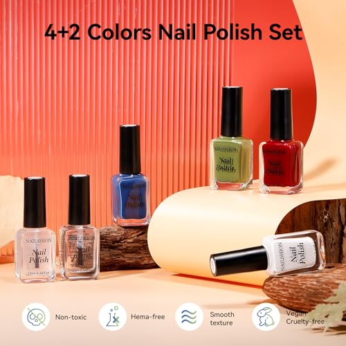 Nailshion World Cup Nail Polish Set - 6 Colors & Top Coat