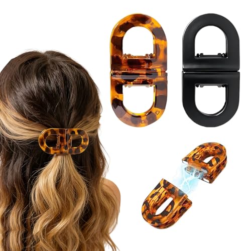 Magnetic Hair Clips for Women, 2PCS Brown & Black Non-Slip Claw Clips