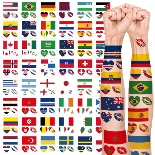 48 Pack Soccer Temporary Tattoos - World Cup Party Supplies