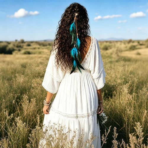 Feather Hair Extensions Clip-in Boho Accessory 3pc Set