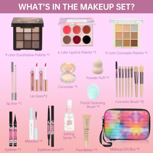 Venshun All-in-One Teen Makeup Kit - Complete Cosmetic Set for Girls 14-16