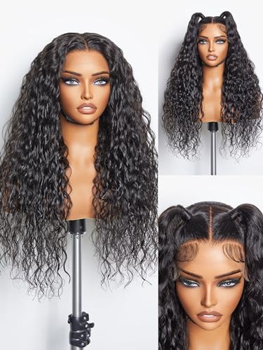 LUVME Water Wave Glueless Lace Front Wig 12 Inch, HD Transparent 7x6 Parting