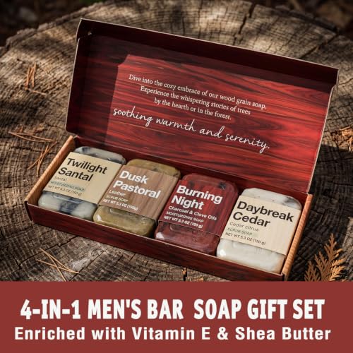 Assorted Rinse & Robust Men’s 4-in-1 Exfoliating & Moisturizing Bar Soap Set - Gift for Dad & Men