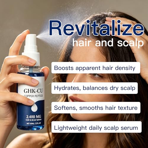 GHK-Cu Copper Peptide Hair Serum 2400mg – Scalp Hydrating & Nourishing Treatment, 2 Fl Oz