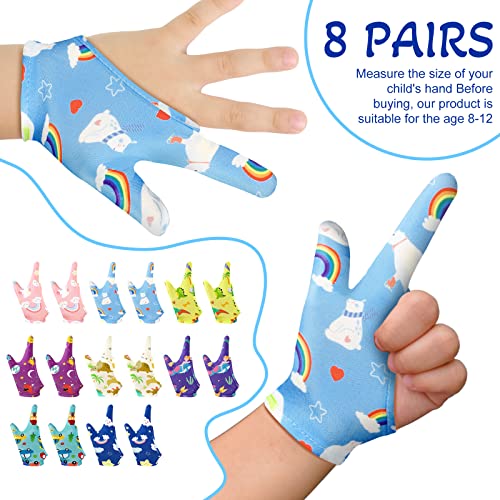 Thumb Sucking Stop Gloves for Kids - 8 Pairs, Ages 3-6