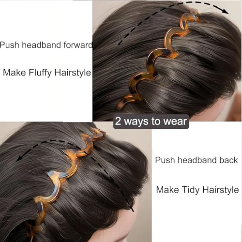 Zig Zag Hair Headband with Teeth Comb - Non-Slip 90s Style