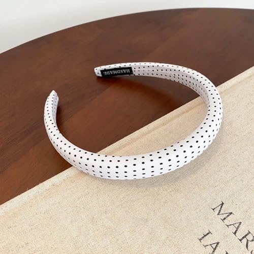 Glimbely 3-Pack Polka Dot Headbands for Women - Black White Blue Retro Non Slip Hair Accessories