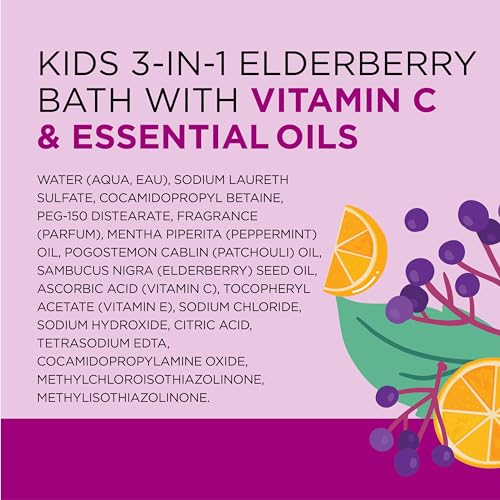 Dr Teal's Kids 3-in-1 Elderberry Bath: Bubble Bath, Body Wash & Shampoo, 20 fl oz.