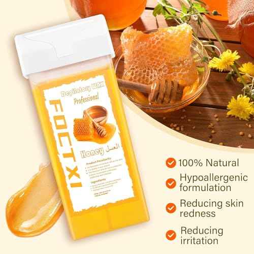 Wax Roller Kit £×ax Cartridge, Roll On Wax for Hair Removal, Roll on £×ax, 4 Honey Hair Removal £×ax Cartridge and 10 Pack Cleaning Oil Wipes for Women