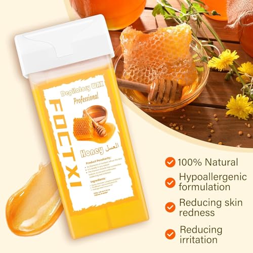 Wax Roller Kit £×ax Cartridge, Roll On Wax for Hair Removal, Roll on £×ax, 4 Honey Hair Removal £×ax Cartridge and 10 Pack Cleaning Oil Wipes for Women