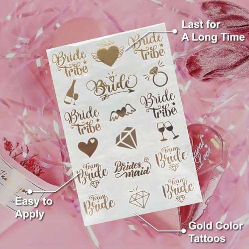 Bride's Babes Gold Foil Temporary Tattoos - 3 Sheets