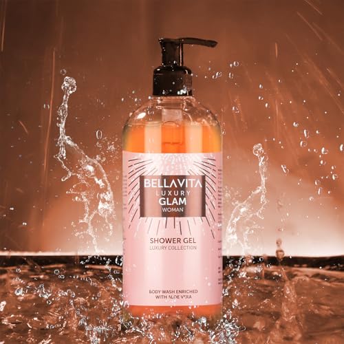 Bella Vita Luxury Glam Woman Body Wash Shower Gel for Women | 500ml | Deep Cleansing, Hydrating & Moisturising with Aloe Vera Extract | Softer, Smoother Skin | Suitable for All Skin Types