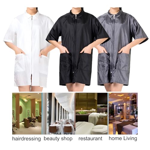 TOPTIE Nylon Salon Barber Smock with Zip Closure