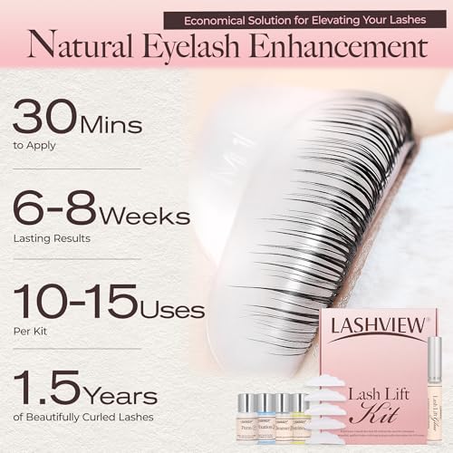LASHVIEW Lash Lift and Eyebrow Kit, Professional Eyelash Perm Kit and Eyelash & Eyebrow Set Quick Lifting & Voluminous Coloring Gifts for Women Salon Grade Home DIY(Brown)