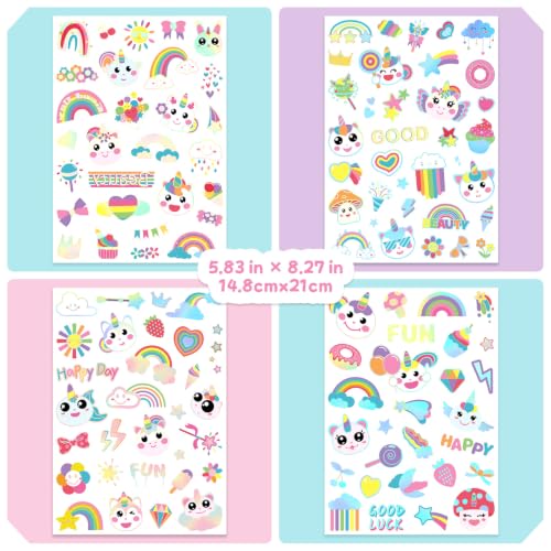 Unicorn Temporary Tattoos for Kids - 90+ Glitter Stickers