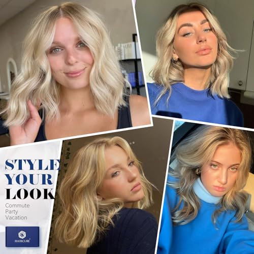 HAIRCUBE 13x6 HD Lace Front Wig 16-Inch Wavy Synthetic Hair - Mixed Ash Blonde, Model #KN814