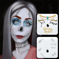 The Ghost Bride Skeleton Face Gems Jewels Halloween Temporary Face Tattoos Rhinestone Day of the Dead, Crystals Catrina Face Gems Stick on Halloween Prank Makeup Costume 2-Pack