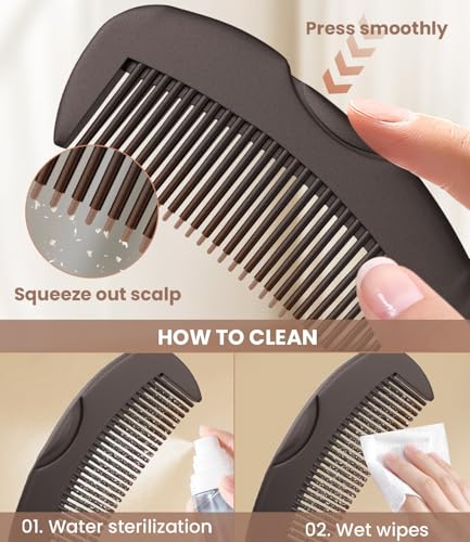 Dandruff Comb 2-Pack – 0.5mm & 2mm Stainless Steel Self-Cleaning Tool