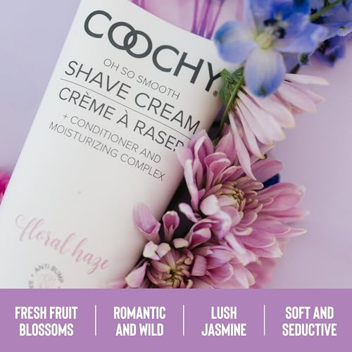 Coochy Moisturizing Shave Cream with Floral Haze - Gentle Intimate Lotion, 3.4 oz - Rash-Free, Hydrating Formula for Bikini, Underarms & Legs - Pack of 1