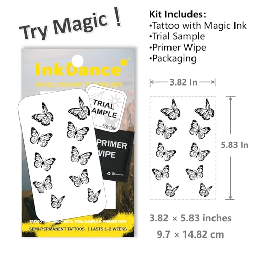 Semi-Permanent Butterfly Tattoos - Waterproof, 1-2 Week Wear