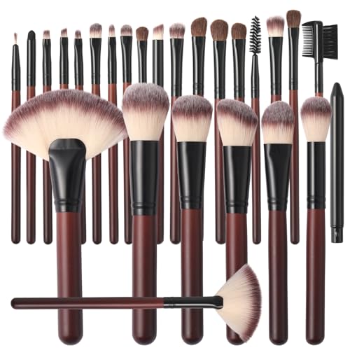 Makeup Brushes Set 26-Piece Makeup Brushes Premium Synthetic Foundation Powder Concealer Blush Eyeshadow Contour Professional Makeup Brush Set with 2 Brush Bags (Makeup brush set)