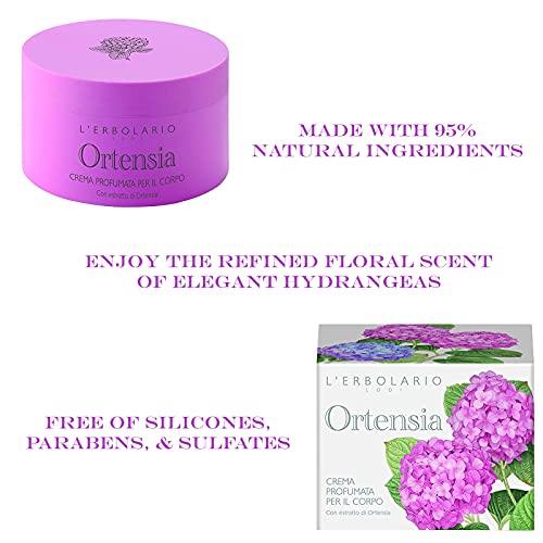 L¡¯Erbolario Hydrangea Perfumed Body Cream - Natural Moisturizer for Dry Skin - With Hydrangea Root and Vitamin E - Locks In Lasting Moisture - 6.7 oz