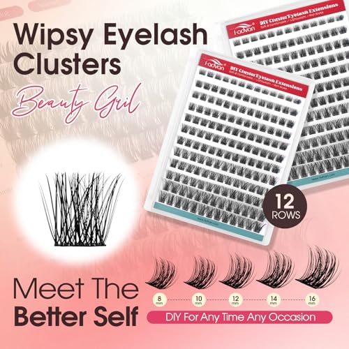 FADVAN Cluster Lashes 156PC - D-Curl Lash Extensions 8-16mm